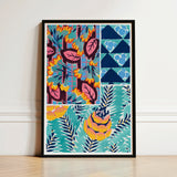 Vibrant Framed Art Print Colorful Collage Stylized Botanical, Roaring Twenties, Suggestions Pour