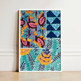 Vibrant Framed Art Print Colorful Patchwork Design Stylized, Roaring Twenties, Suggestions Pour