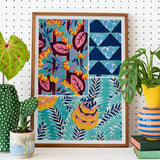 Suggestions Pour étoffes et Tapis - E. A. Séguy Art Print / Canvas Framed Artwork Colorful Tropical Patterns Flowers Leaves Geometric,