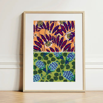 Suggestions Pour étoffes et Tapis - E. A. Séguy Art Print / Canvas Framed Artwork Vibrant Two-part Botanical Deep Red, Prints