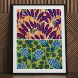 Suggestions Pour étoffes et Tapis - E. A. Séguy Art Print / Canvas Framed Vibrant Two-toned Botanical Design Deep, Prints