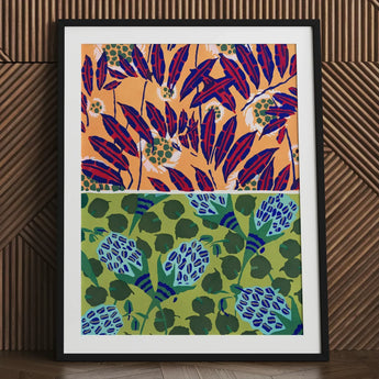 Suggestions Pour étoffes et Tapis - E. A. Séguy Art Print / Canvas Framed Vibrant Two-toned Botanical Design Deep, Prints