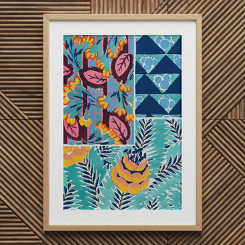 Suggestions Pour étoffes et Tapis - E. A. Séguy Art Print / Canvas Vibrant Colorful Lithograph Light Wood Frame White, Roaring Twenties,