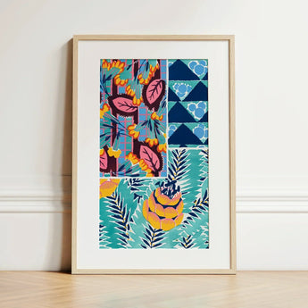 Suggestions Pour étoffes et Tapis - E. A. Séguy Art Print / Canvas Vibrant Framed Art Print Colorful Collage Botanical Geometric Print,