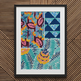 Suggestions Pour étoffes et Tapis - E. A. Séguy Art Print / Canvas Vibrant Framed Art Print Colorful Collage Botanical Geometric Print,