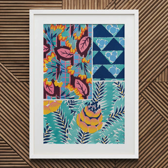 Suggestions Pour étoffes et Tapis - E. A. Séguy Art Print / Canvas Vibrant Framed Colorful Patchwork Design Floral, Roaring Twenties,