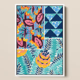 Suggestions Pour étoffes et Tapis - E. A. Séguy Art Print / Canvas Vibrant Framed Art Print Patchwork Design Bold Floral Print, Roaring