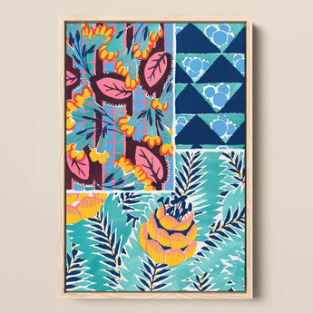 Suggestions Pour étoffes et Tapis - E. A. Séguy Art Print / Canvas Vibrant Framed Art Print Patchwork Design Bold Floral Print, Roaring