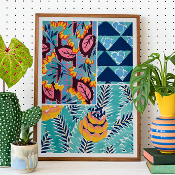 Suggestions Pour étoffes et Tapis - E. A. Séguy Art Print, Framed Artwork Colorful Tropical Patterns Flowers Leaves Geometric