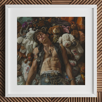 Suite Dreams - stampa d’arte punk queercore trashy / tela, 12x12’’ / 31x31cm / cornice bianca / passe-partout, poster, stampe e arte visiva, Toby
