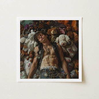 Suite Dreams - Trashy Queercore Punk Art Print / Canvas Framed Man Black Leather Vest Denim Gay, Prints