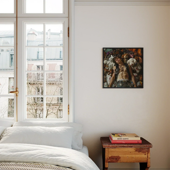 Suite Dreams - Trashy Queercore Punk Art Print / Canvas Framed Painting Figure Surrounded Plush Toys Rich Colors Trashy Queercore Gay, Gay