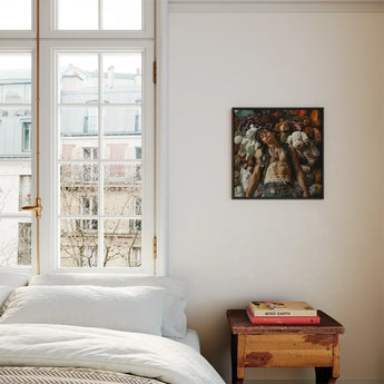 Suite Dreams - Trashy Queercore Punk Art Print / Canvas Framed Painting Figure Surrounded Plush Toys Rich Colors Gay, Prints
