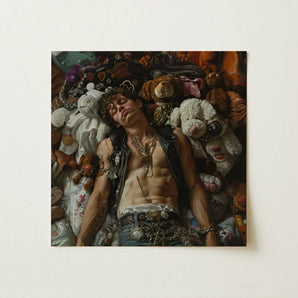 Suite Dreams - Trashy Queercore Punk Art Print / Canvas Square Man Black Leather Vest Jeans Gay, Prints