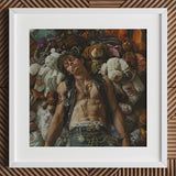Suite Dreams - Trashy Queercore Punk Art Print / Canvas White Framed Picture Man Long Hair Tattoos Leather Gay, Prints