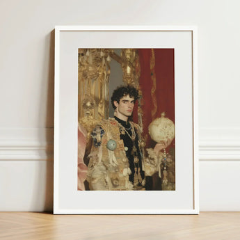 Suleiman - Gay Ottoman Sultan Art Print / Canvas Framed Portrait Man Ornate Gold-embellished Royal Attire Intricately, Gilded Dream Prints