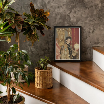 Suleiman - Gay Ottoman Sultan Art Print / Canvas Framed Portrait Painting Textured Wall Surrounded Potted Plants, Gilded Dream Prints