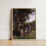 Summer - Károly Ferenczy Art Print / Canvas Framed Reproduction Classical Impressionist Painting Two Figures Lush Ferenczy’s Unfolds,