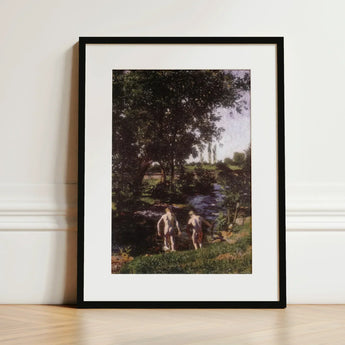 Summer - Károly Ferenczy Art Print / Canvas Black-framed Classical Painting Two Nude Figures Ferenczy’s Unfolds, Nagybánya Plein Air