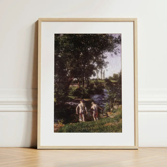Summer - Károly Ferenczy Art Print / Canvas Framed Light Wood Frame White Two Ferenczy’s Unfolds, Nagybánya Plein Air Techniques, Embraced