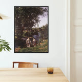 Summer - Károly Ferenczy Art Print / Canvas Framed Reproduction Classical Impressionist Painting Two Figures Sunlit Ferenczy’s Unfolds,