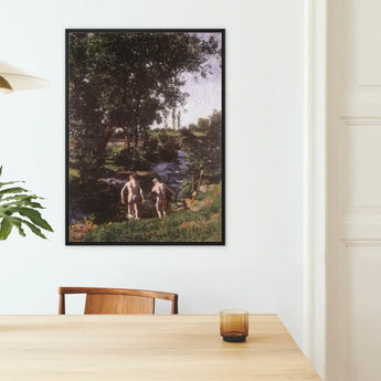 Summer - Károly Ferenczy Art Print / Canvas Framed Reproduction Classical Impressionist Painting Two Figures Sunlit Ferenczy’s Unfolds,