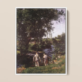 Summer - Károly Ferenczy Art Print / Canvas Framed Reproduction Classical Landscape Painting Two Nude Figures Ferenczy’s Summer Unfolds,