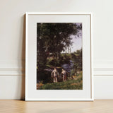 Summer - Károly Ferenczy Art Print / Canvas White-framed Classical Painting Two Nude Figures Ferenczy’s Unfolds, Nagybánya Plein Air