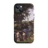 Summer - Karoly Ferenczy Iphone Case, 14 Plus / Matte, Black Smartphone Case Classical Painting Two Figures Stream