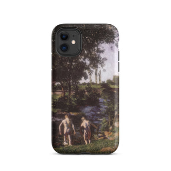 Summer - Karoly Ferenczy Phone Case Iphone 11 / Matte Black Smartphone Case Landscape Painting Two Figures Stream Ferenczy Summer,
