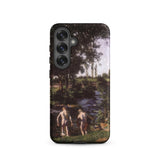 Summer - Karoly Ferenczy Samsung Case, Galaxy S25 / Matte, Black Smartphone Case Classical Painting Two Figures River
