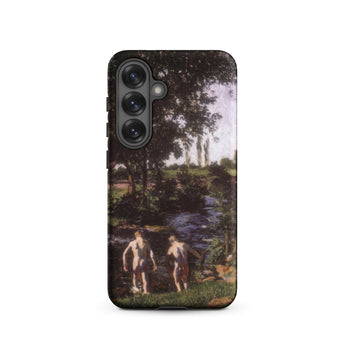 Summer - Karoly Ferenczy Samsung Case, Galaxy S25 / Matte, Black Smartphone Case Classical Painting Two Figures River
