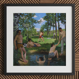 Summer Scene - Stampa d'arte di Jean Frederic Bazille / Canvas, 12x12’’ / 31x31cm / Cornice nera / Matboard, Poster, stampe e opere d'arte visiva, Toby