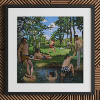 Summer Scene - Stampa d'arte di Jean Frederic Bazille / Canvas, 12x12’’ / 31x31cm / Cornice nera / Matboard, Poster, stampe e opere d'arte visiva, Toby