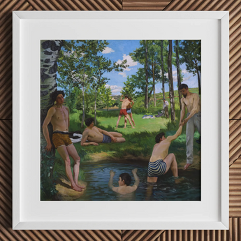 Summer Scene - Stampa d'arte di Jean Frederic Bazille / Canvas, 12x12’’ / 31x31cm / Cornice bianca / Matboard, Poster, stampe e opere d'arte visiva, Toby
