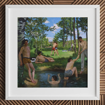 Summer Scene - Jean Frederic Bazille Art Print / Canvas, Jean Frederic Bazille, Bazille Art Print, Ochre Trunks Clinging