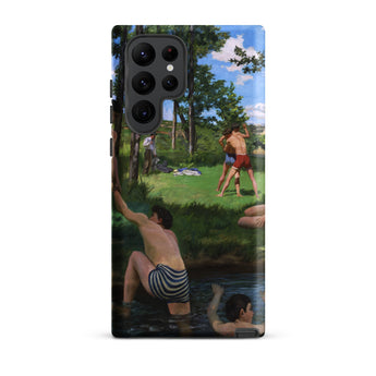 Summer Scene - Jean Frederic Bazille Phone Case Samsung Galaxy S22 Ultra / Matte Phone Case Vibrant Impressionistic Painting Boys Water