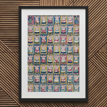Sumo Wrestlers - Utagawa Yoshikazu Art Print / Canvas, 20x30’’ / 51x76cm / Black Frame / Matboard, Posters Prints & Visual Artwork, Toby