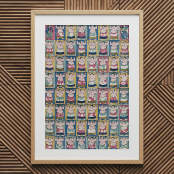 Sumo Wrestlers - Utagawa Yoshikazu Art Print / Canvas, 20x30’’ / 51x76cm / Natural Frame / Matboard, Posters Prints & Visual Artwork, Toby