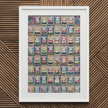 Sumo Wrestlers - Utagawa Yoshikazu Art Print / Canvas, 20x30’’ / 51x76cm / White Frame / Matboard, Posters Prints & Visual Artwork, Toby
