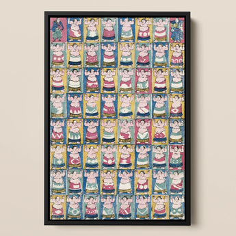 Sumo Wrestlers - Utagawa Yoshikazu Art Print / Canvas, 12x18’’ / 31x46cm / Black Frame, Posters Prints & Visual Artwork, Toby Leon