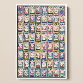 Sumo Wrestlers - Utagawa Yoshikazu Art Print / Canvas, 12x18’’ / 31x46cm / White Frame, Posters Prints & Visual Artwork, Toby Leon