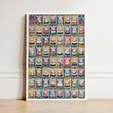 Framed Poster Grid Colorful Stylized Sumo Wrestlers Traditional Utagawa Yoshikazu Art Print, Edo-period ōban, Osaka