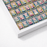 Framed Artwork Vibrant Pattern Cartoon Sumo Wrestlers Colorful Utagawa Yoshikazu Art Print, Edo-period ōban, Osaka