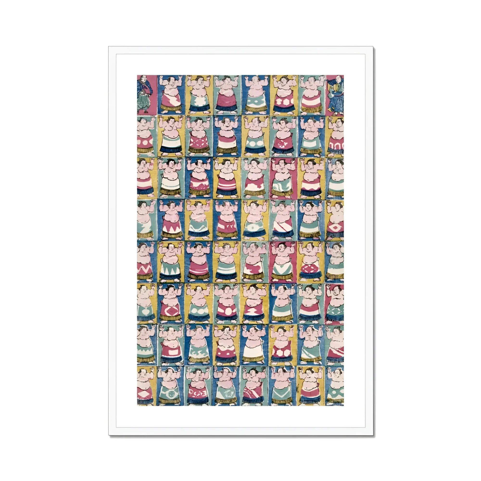 Sumo Wrestlers - Utagawa Yoshikazu Art Print, Framed Sumo Wrestler Collage