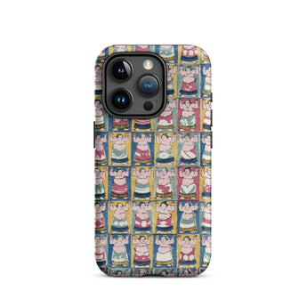 Sumo Wrestlers - Utagawa Yoshikazu Edo Art Phone Case Iphone 15 Pro / Matte Sumo Wrestler Patterned Phone Case Wrestlers Iphone, Edo Art