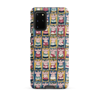 Sumo Wrestlers - Utagawa Yoshikazu Edo Art Phone Case Samsung Galaxy S20 Plus / Matte Vibrant Patterned Phone Case Grid Cartoon Sumo