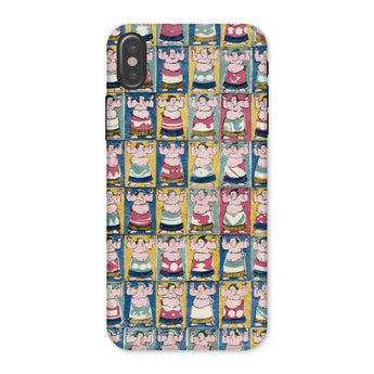 Sumo Wrestlers - Utagawa Yoshikazu Edo Art Phone Case Iphone x / Matte Phone Case Pattern Cartoon Sumo Wrestlers Colorful Frames Iphone,