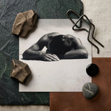 Sunbaker - Max Dupain Art Print / Canvas Black-and-white Photographic Man Head Arms Fingers Brushing Pale, Quartz, Grains, Gelatin Silver,