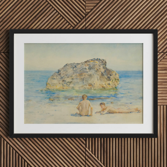 The Sunbathers - Henry Scott Tuke Fine Art Print / Canvas, 30x20’’ / 76x51cm / Black Frame / Matboard, Posters Prints & Visual Artwork,